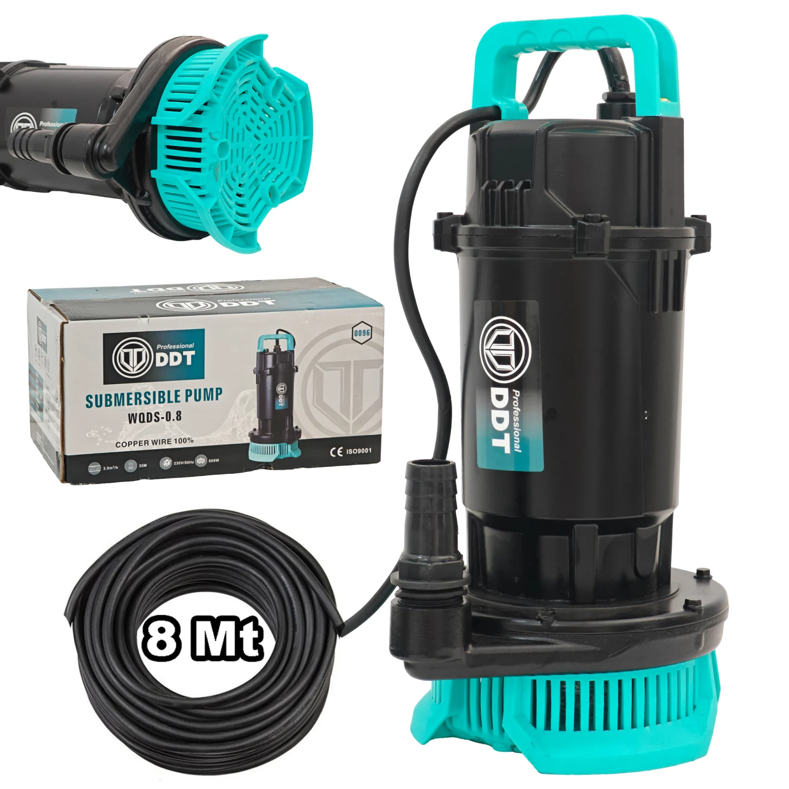Pompe submersibile - Pompa submersibila apa curata DDT WQDS-0.8 – 1.0HP, 220V, debit 3 m³/h, bobinaj cupru masiv, refulare 35m