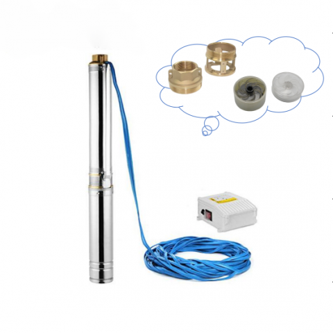 Pompa submersibila multietajata de mare adancime DDT, 4SDM2/8 DDT-0077, 1500 W, apa curata, carcasa inox-fonta,debit maxim 7000 L/h, inaltime maxim 120m, diametru pompa 100 mm, panou comanda, 15m cabl [6]