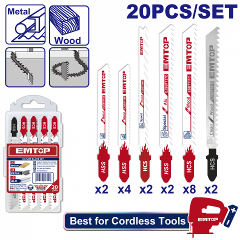 Scule si unelte electrice - Set de lame pentru fierastrau, 20 buc - EJSBT2001, EMTOP