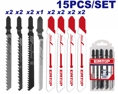 Scule si unelte electrice - Set de lame pentru fierastrau pendular, 15 buc - EJSBT1501, EMTOP