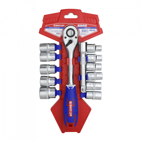 Set tubulare cu clichet 1/2″ 13 buc - ESKT12131, EMTOP [1]