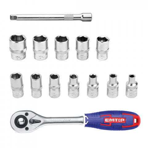 Set tubulare cu clichet 1/4" 14 buc - ESKT14141, EMTOP [2]