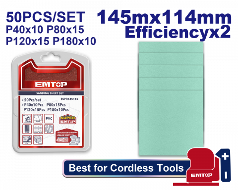 Scule si unelte electrice - Set foi de slefuit, 145mmx114mm, 50 buc - ESPR145115, EMTOP