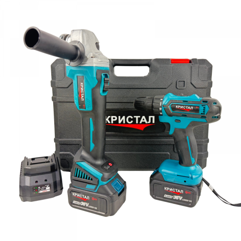 Trusa Profesionala 2 în 1 DDT CRISTAL – Masina de Gaurit + Polizor unghiular, 36V, 2x Baterii, Incarcator Rapid [1]