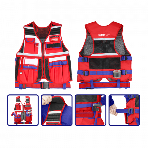 Echipamente de protectie - Vestă pentru Instrumente cu Bretele Reglabile și 14 Buzunare - ETVT1701, EMTOP