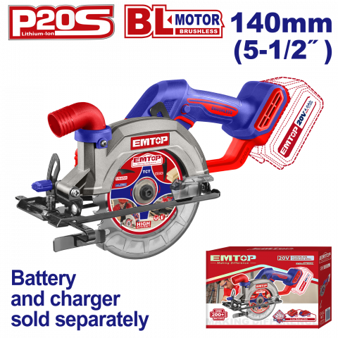 Scule si unelte - Fierastrau circular fara acumulator si incarcator, 140mm - ELCS1402, EMTOP