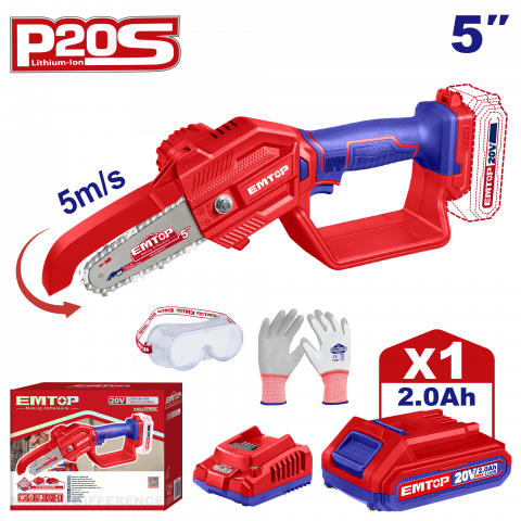 Gradina - Mini fierastrau cu 1 acumulator 2.0Ah, lama 13cm (5") - ELGA20581, EMTOP