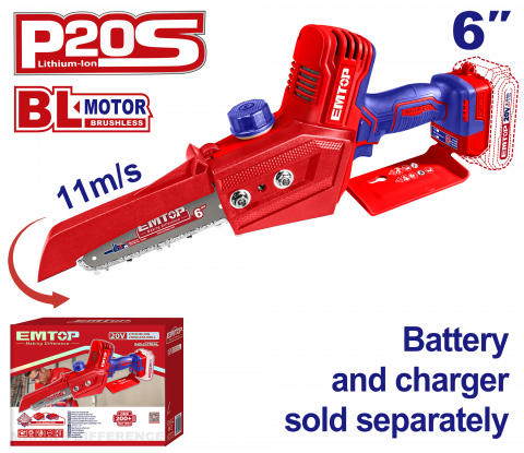 Gradina - Mini fierastrau cu lant fara acumulator si incarcator, motor fara perii (brushless), 15cm - ELGA2068, EMTOP