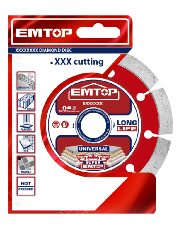 Disc diamantat EMTOP EDDC011252, Diametru 125 mm, Taiere uscata/umeda, Ideal pentru gresie [1]