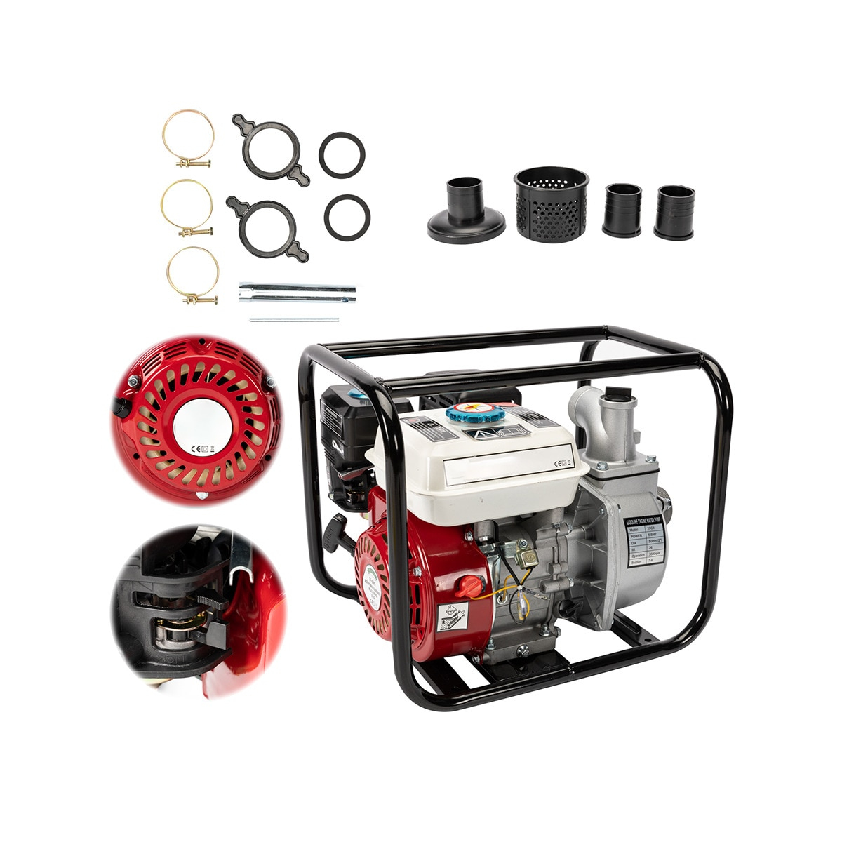 Motopompa pe benzina DDT Profesional, Putere 6.5 CP, Debit 30 mc/h, Inaltime 28 m, Ideala pentru irigatii [2]