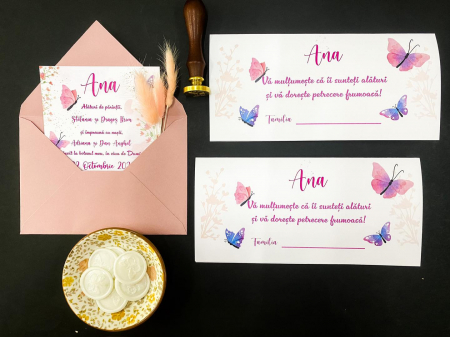 Invitatii Botez - Invitatie Botez Fluturas