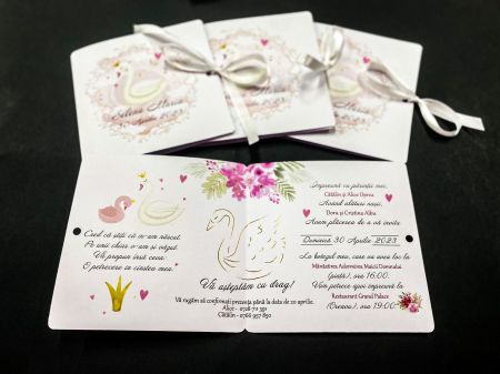 Invitatii Botez - Invitatie Botez Lebada