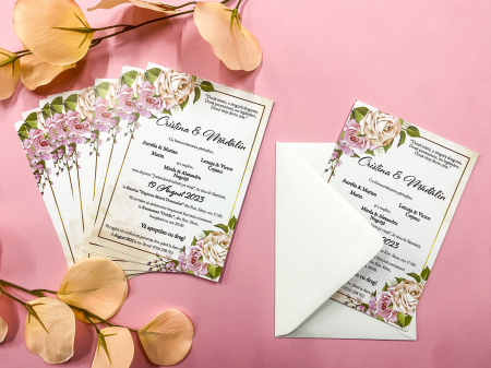 Invitatii Nunti - Invitatie cu plic Alb