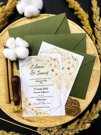 Invitatii Nunti - Invitatie cu Plic Verde