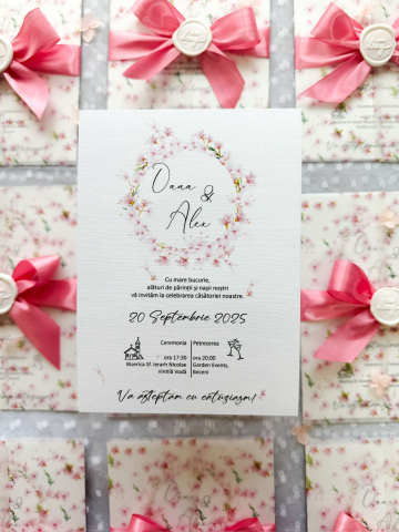 Invitatii Nunti - Invitatie floare cires