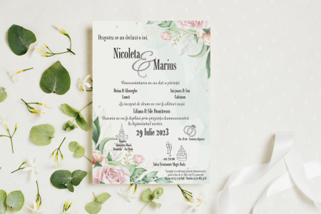 Invitatii Nunti - Invitatie Nunta cu plic Verde