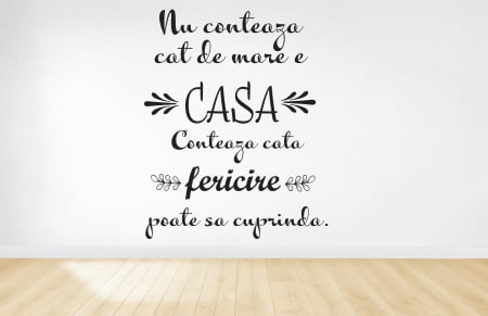 Stickere de perete - Sticker decorativ " Nu conteaza cat de mare e casa..."