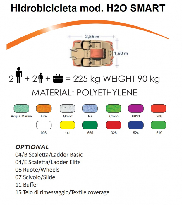 Hidrobiciclete 4 persoane fibra de polietilana lamelara H2O Smart Martini Nautiche Costruzioni [6]