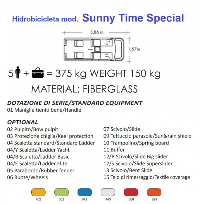 Hidrobiciclete 5 persoane fibra de sticla Sunny Time Special Martini Nautiche Costruzioni [3]