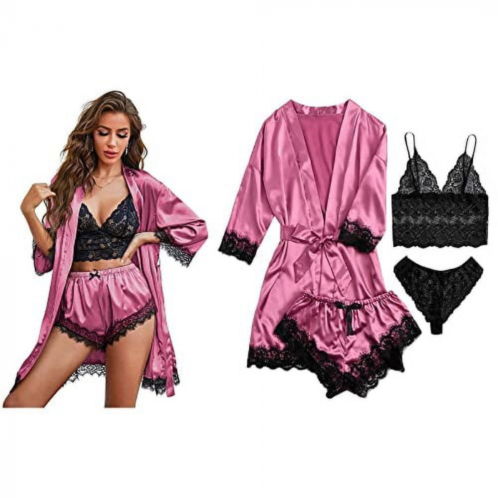 Set Pijama 3 Piese Satin & Dantela – Soft Desire [8]