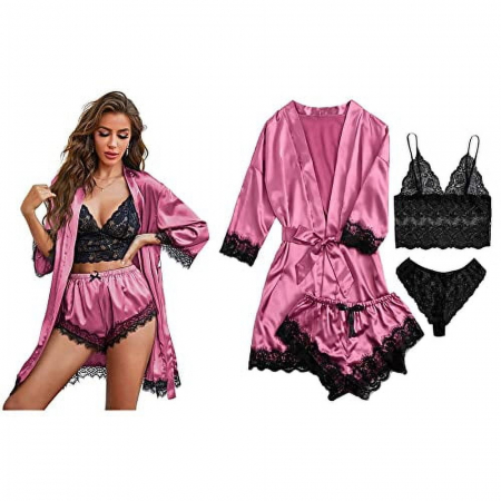 Set Pijama 3 Piese Satin & Dantela – Soft Desire [7]