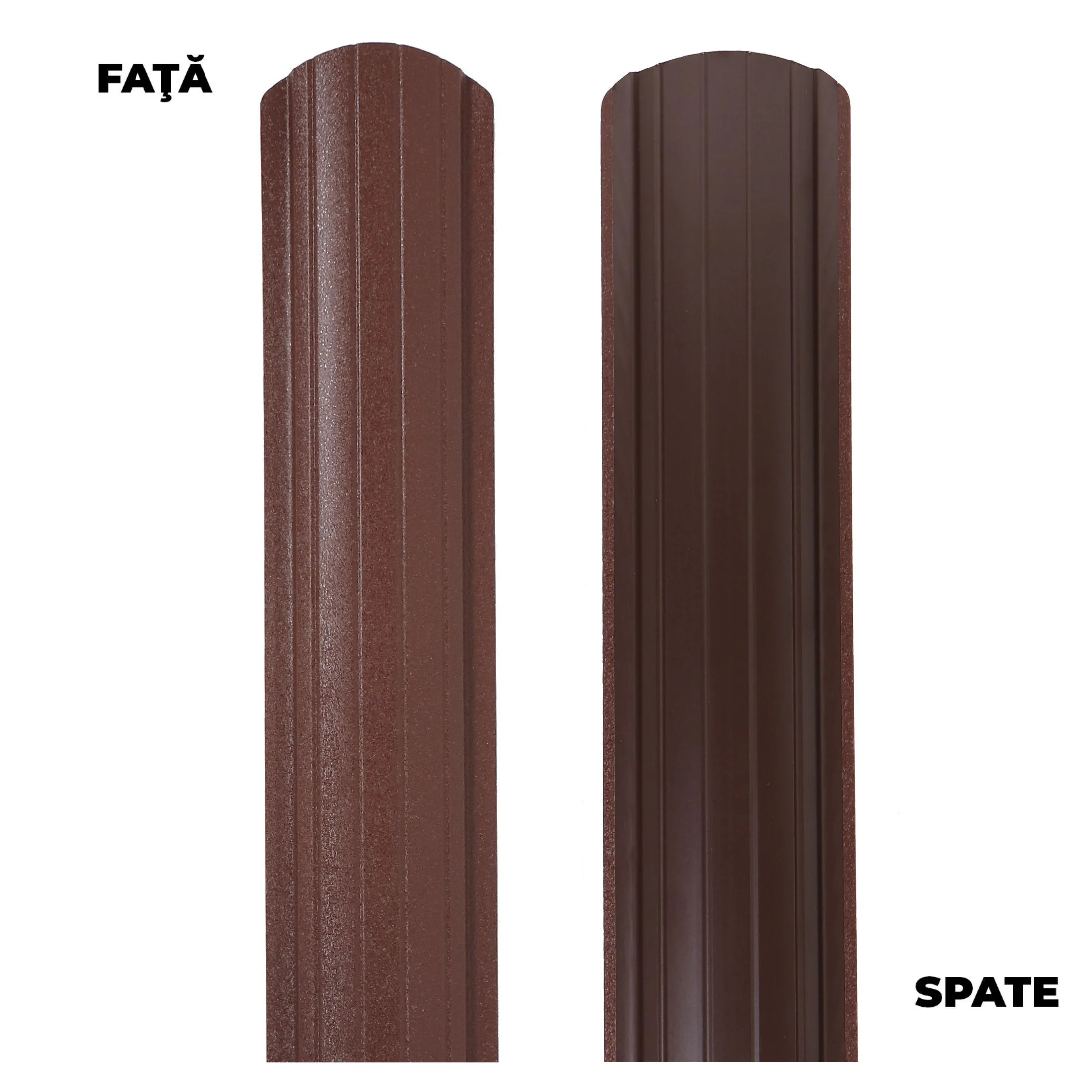 Sipca metalica gard maro (RAL 8017) fata / spate, 1500 x 101 x 0.45 mm [3]