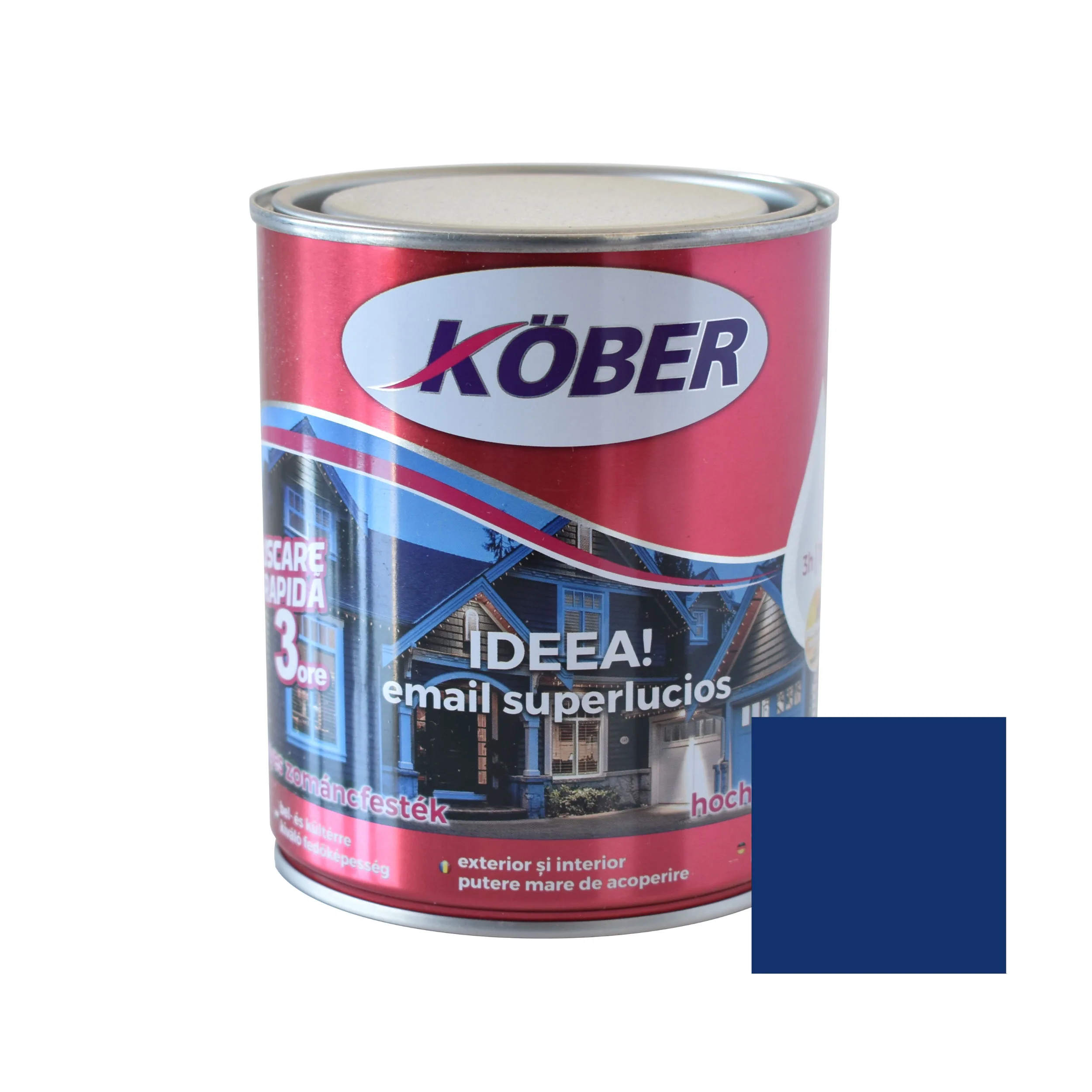 Vopsea alchidica pentru lemn / metal, Kober Ideea, interior / exterior, albastru, 0.75 L [1]
