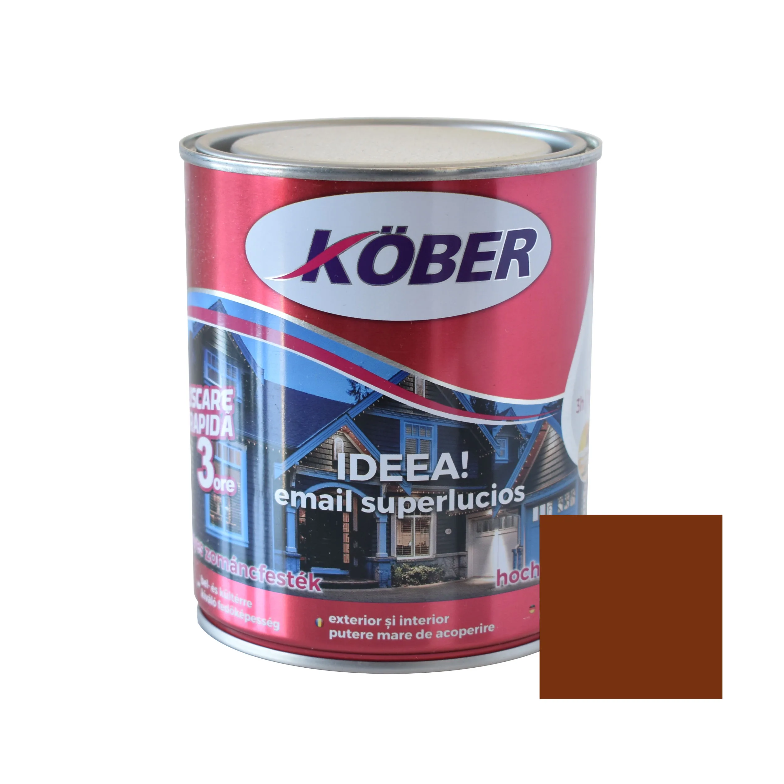 Vopsea alchidica pentru lemn / metal, Kober Ideea, interior / exterior, brun orange, 0.75 L [1]