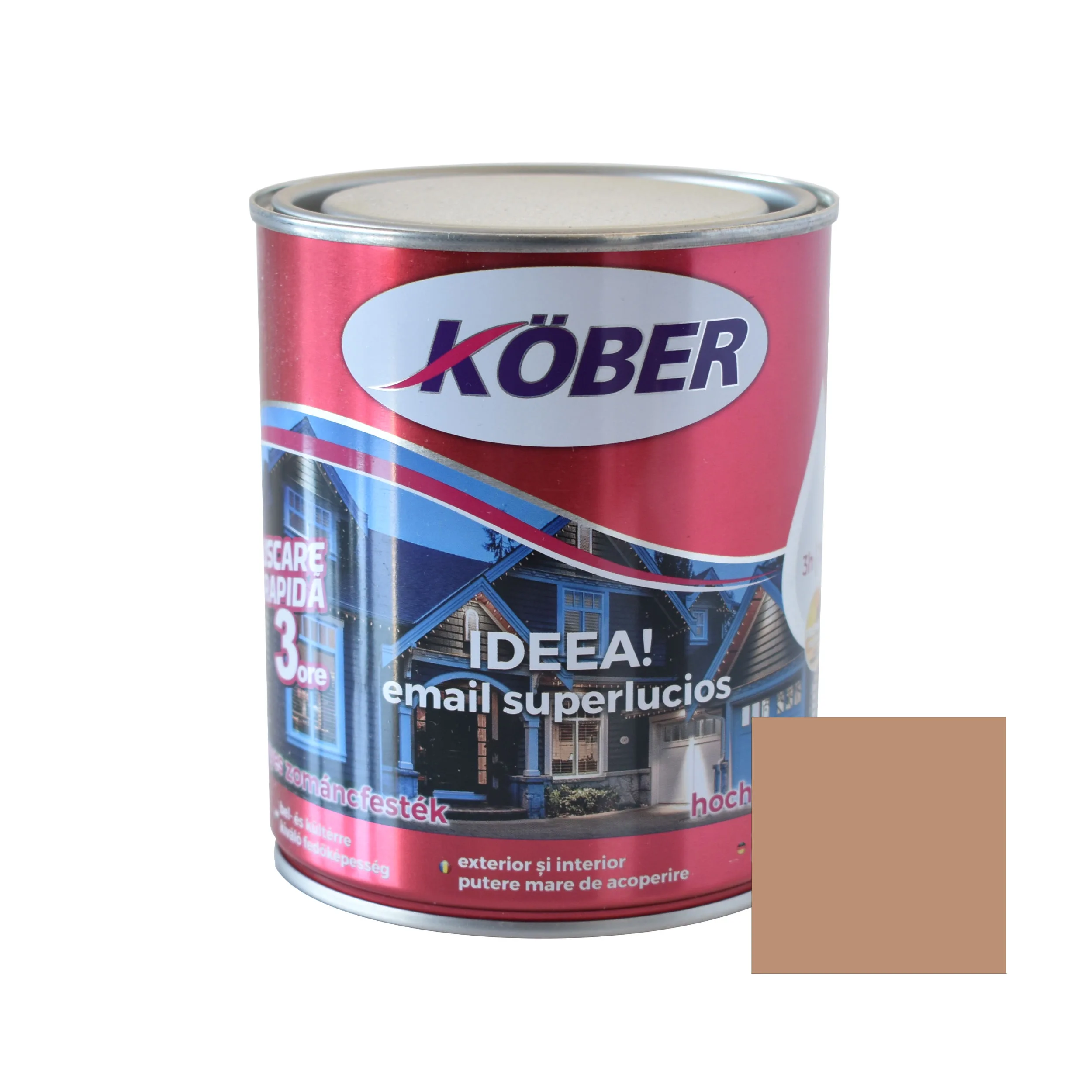 Vopsea alchidica pentru lemn / metal, Kober Ideea, interior / exterior, cafeniu, 0.75 L [1]