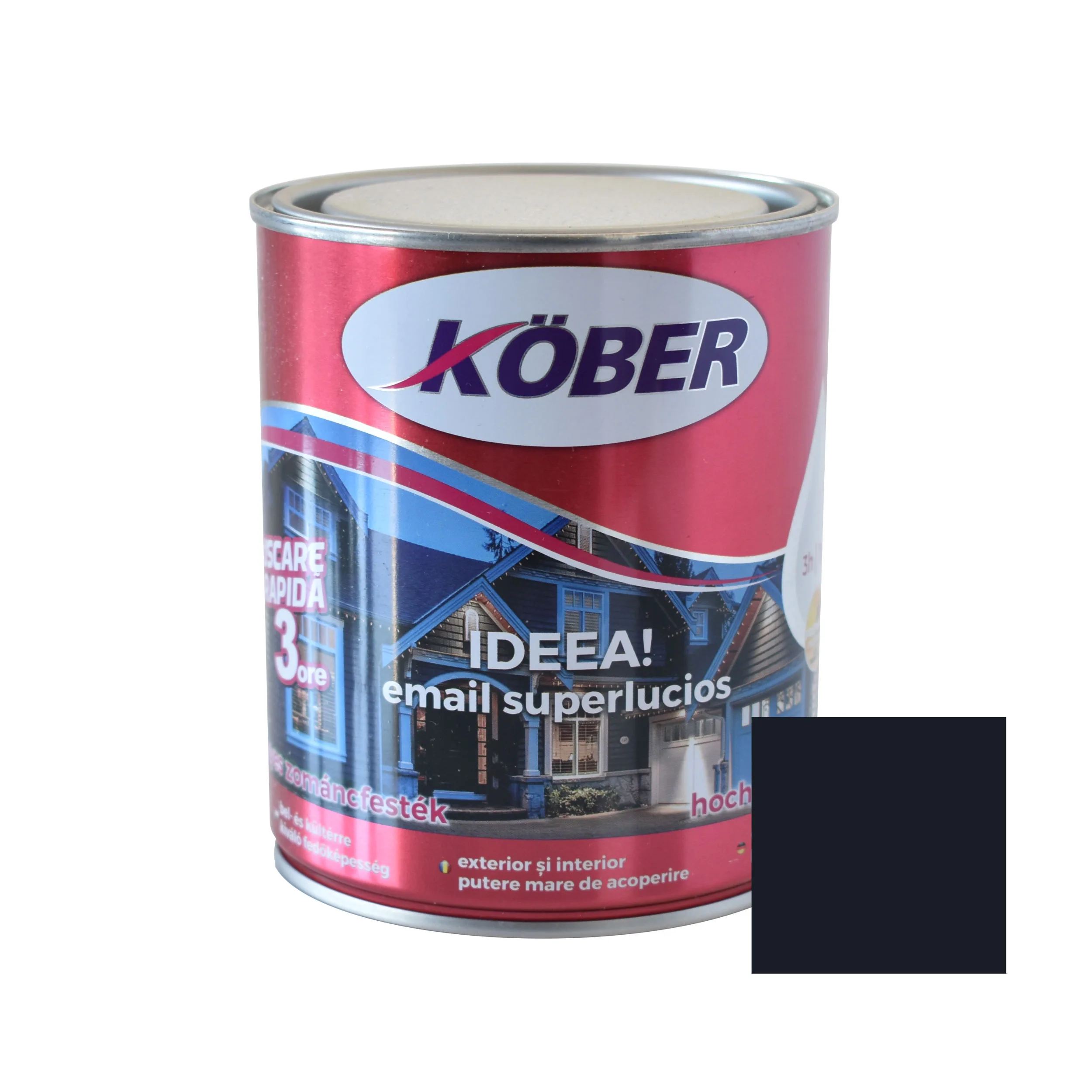 Vopsea alchidica pentru lemn / metal, Kober Ideea, interior / exterior, gri antracit, 0.75 L [1]