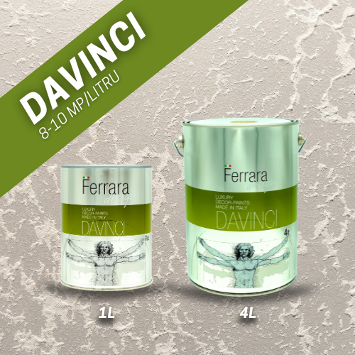 Vopsea decorativa perlata Davinci, Ferrara Design, culoare ARGINTIE, pe baza de apa, pentru interior [1]