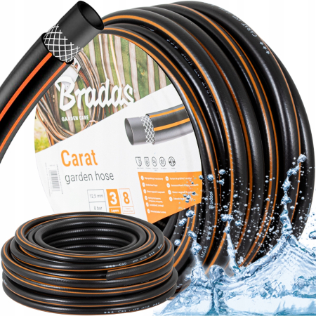 Electrice,termice,sanitare,tevi si fitinguri - Furtun de gradina Bradas Carat WFC1/220 1/2, PVC, ultra-puternic, 50 m, Negru/Portocaliu