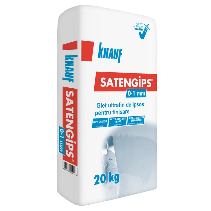 Gleturi - Glet de finisaj, Knauf Satengips, pe baza de ipsos, interior, 20 kg