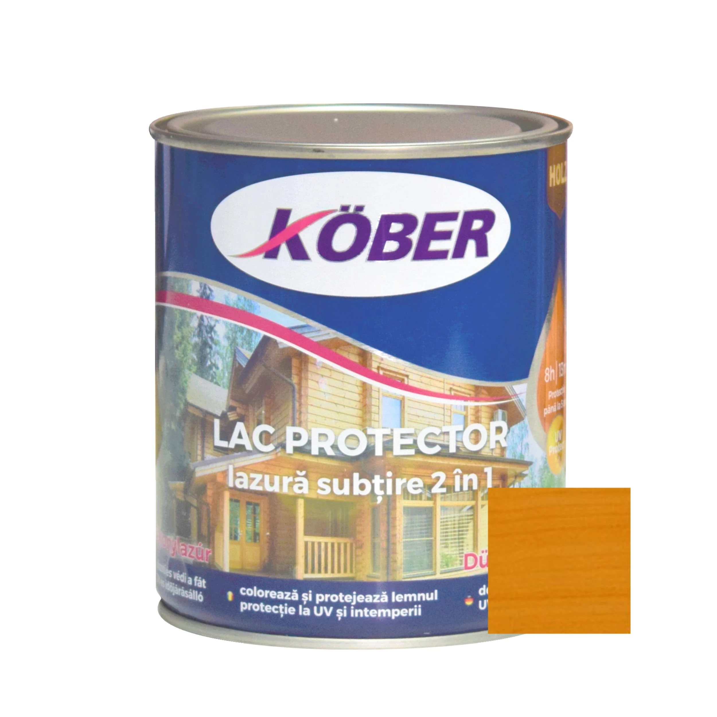 Vopsea si tencuieli decorative - Lac / lazura subtire 2 in 1 pentru lemn, Kober, stejar, interior / exterior, 0.75 L