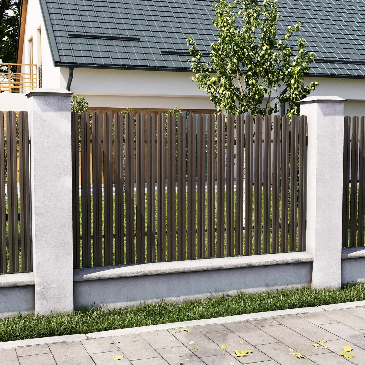 Armaturi, fundatii si produse metalurgice - Sipca metalica gard maro 8017 2000 x 0.5 mm - Copie