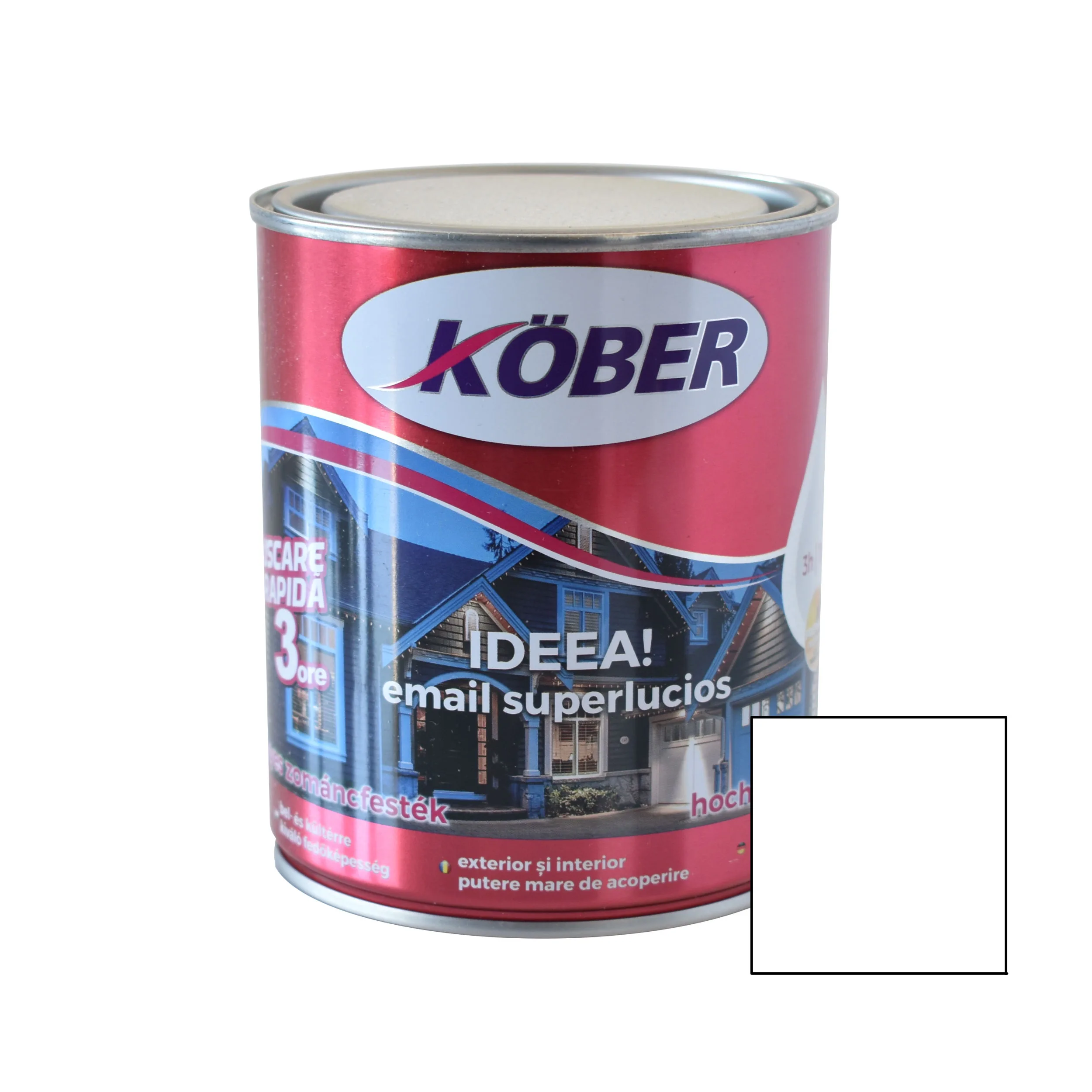 Produse - Vopsea alchidica pentru lemn / metal, Kober Ideea, interior / exterior, alb, 0.75 L