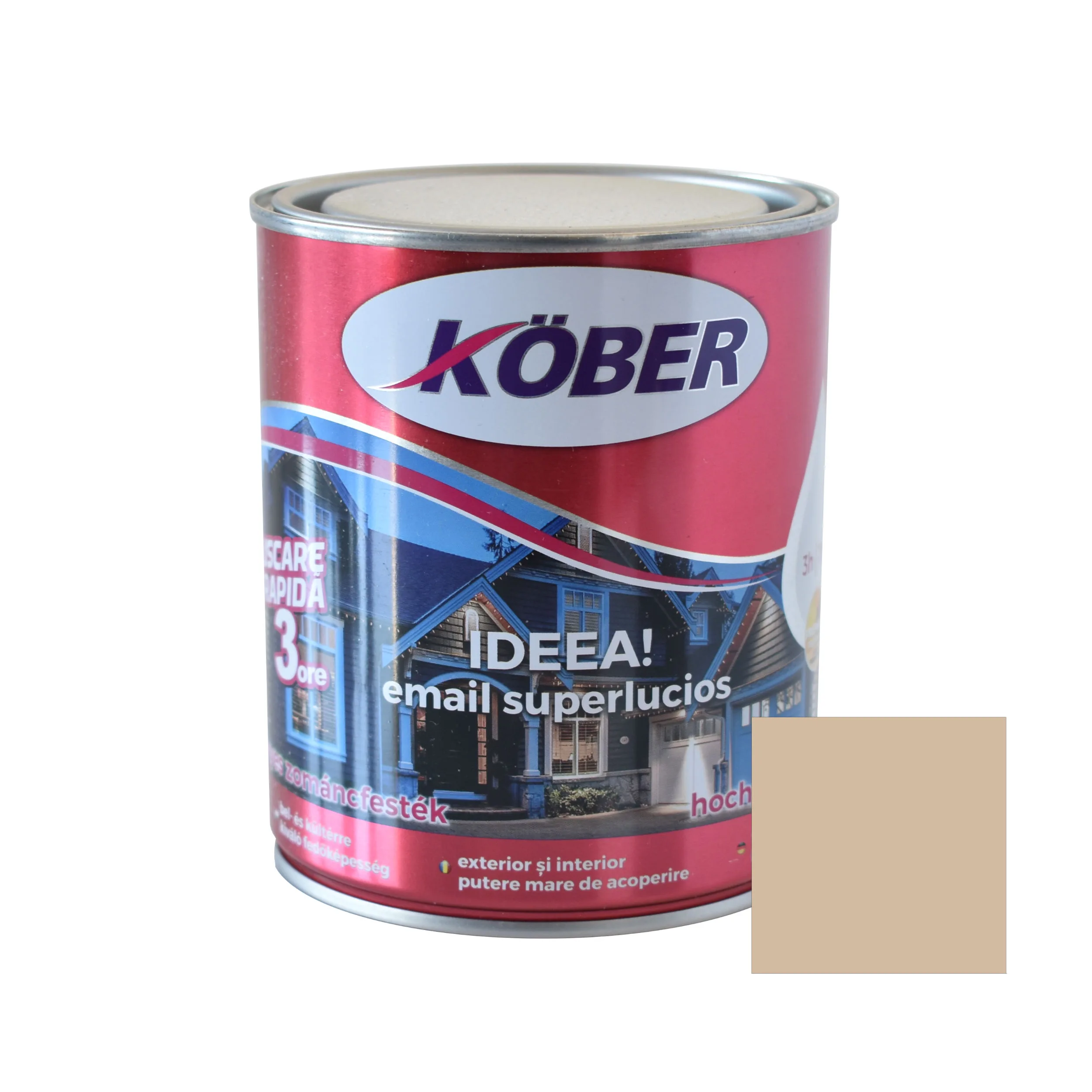 Produse - Vopsea alchidica pentru lemn / metal, Kober Ideea, interior / exterior, bej, 0.75 L