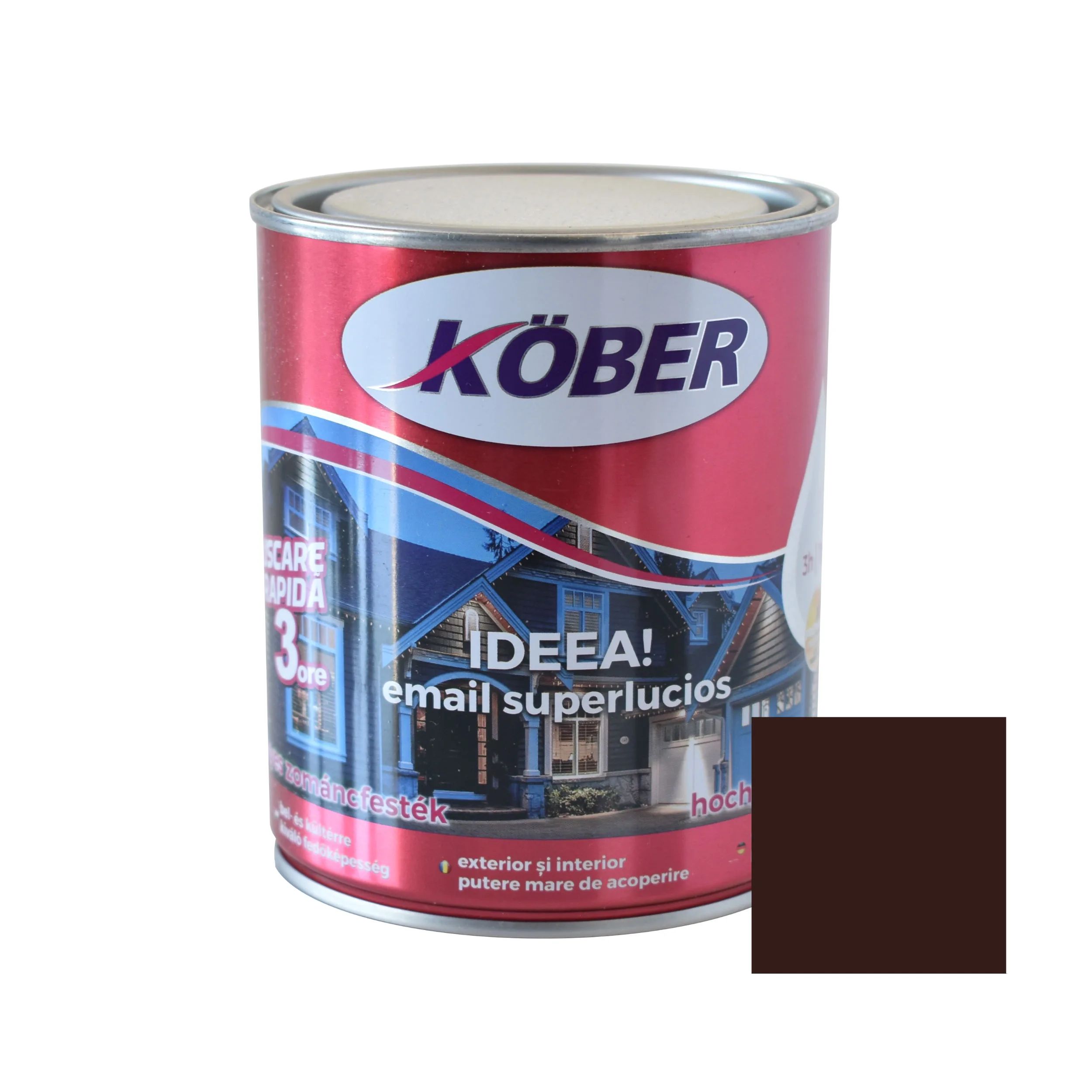 Produse - Vopsea alchidica pentru lemn / metal, Kober Ideea, interior / exterior, brun, 0.75 L