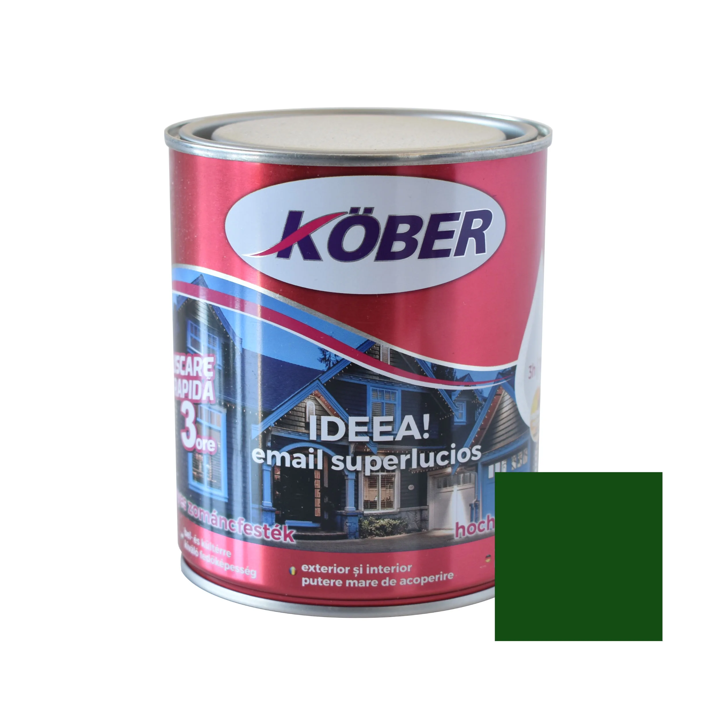 Produse - Vopsea alchidica pentru lemn / metal, Kober Ideea, interior / exterior, verde luminos, 0.75 L