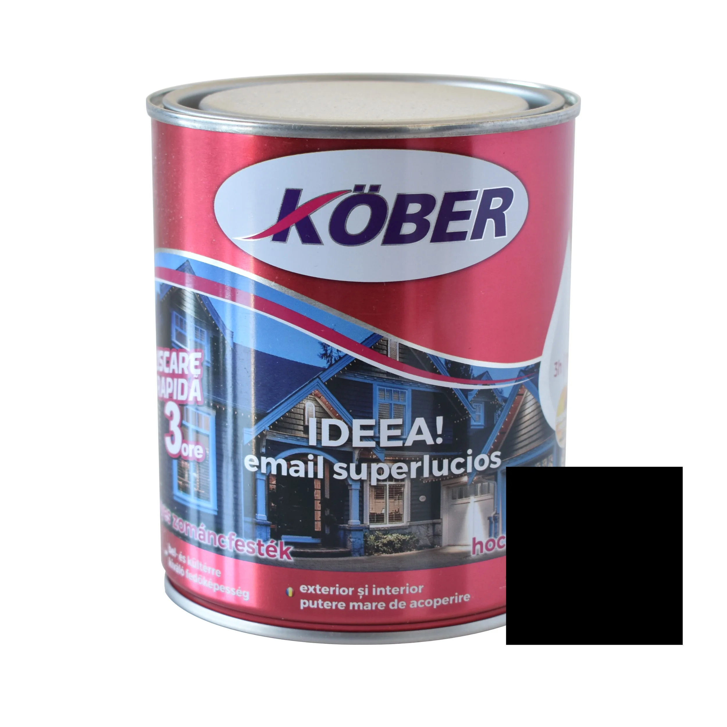 Vopsea si tencuieli decorative - Vopsea IDEEA pentru lemn / metal, Kober Ideea, interior / exterior, negru, 0.75 L