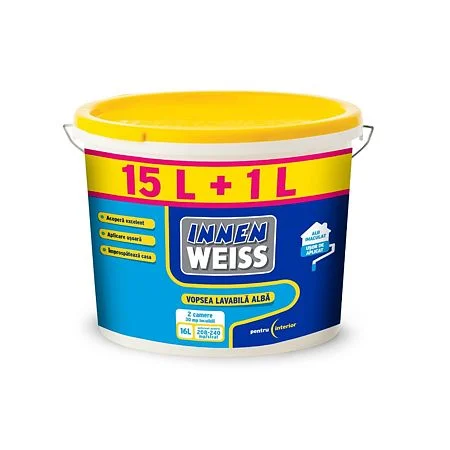 Vopsea si tencuieli decorative - Vopsea lavabila interior Innenweiss, alb, 15 l