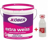 Vopsea si tencuieli decorative - Vopsea lavabila Kober Extra Weiss, alb, 15 L + Amorsa 3 L, Interior