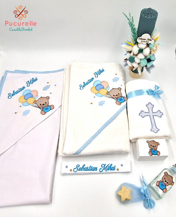 Trusou de botez personalizat "Ursuleț cu baloane" [3]