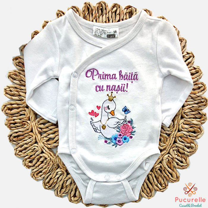 Trusou botez personalizat - 11 piese "Lebada gingașă" - lila [4]