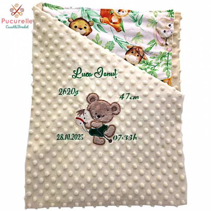 Păturică personalizată "Date de naștere" Baby Bear [1]