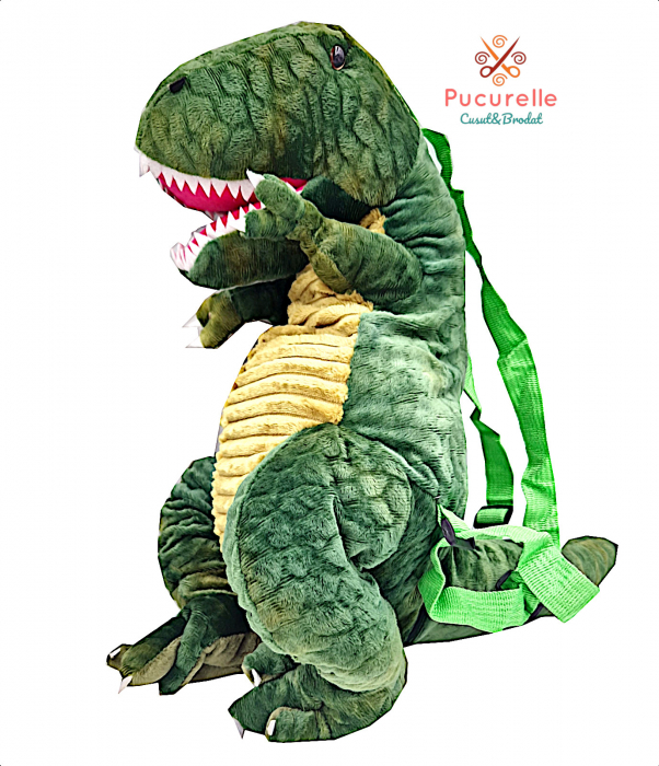 Rucsac /Ghiozdan Dinozaur T-rex verde personalizat prin brodare [1]