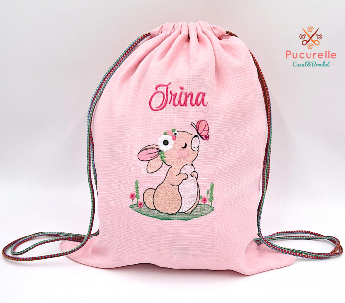 Săculeț roz pal personalizat pentru grădiniță "Bunny" [1]