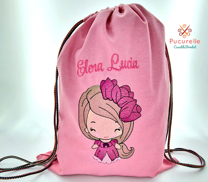 Săculeț roz personalizat pentru grădiniță "Blossom" [1]