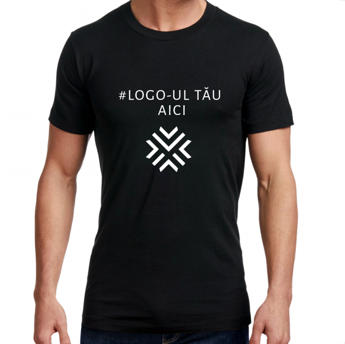 Tricou negru barbați personalizat cu #Logo sau #Text [1]