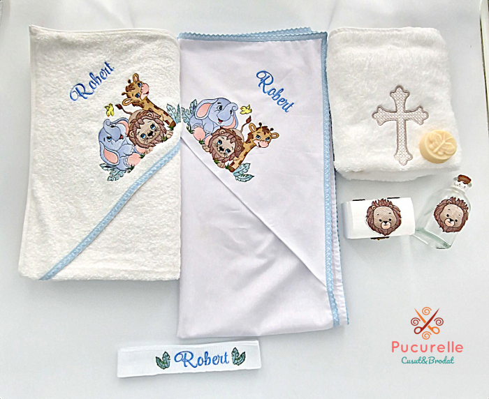 Trusou botez personalizat - 9 piese "Blue Safari" [2]